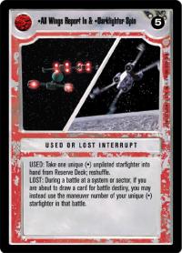 star wars ccg coruscant all wings report in darklighter spin