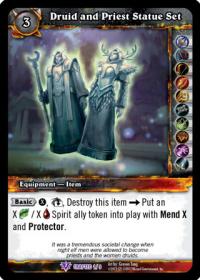 warcraft tcg crafted cards druid and priest statue set