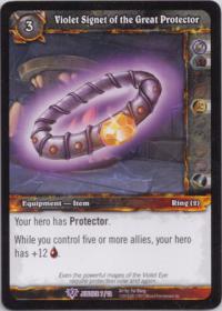 warcraft tcg crafted cards violet signet of the great protector