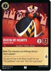 lorcana rise of the floodborn queen of hearts impulsive ruler