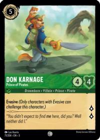 lorcana into the inklands don karnage prince of pirates foil