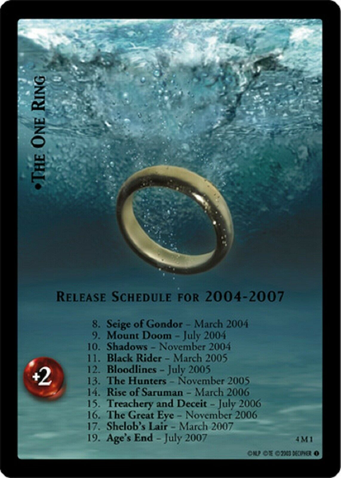 The One Ring, Release Schedule 4M1