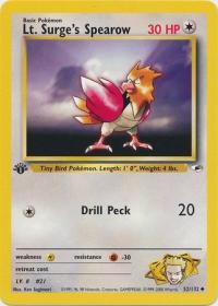 pokemon gym heroes 1st edition lt surge s spearow 52 132 1st edition