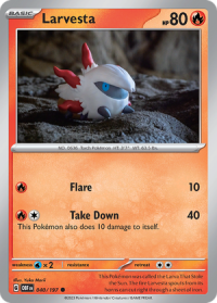 pokemon scarlet violet obsidian flames larvesta 040 197