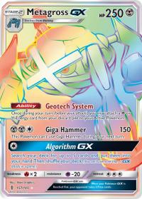 pokemon sm guardians rising metagross gx rainbow 157 145