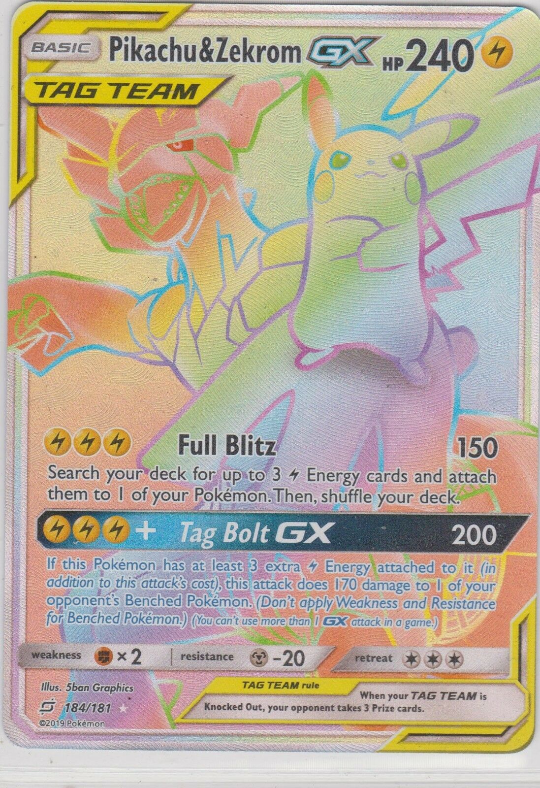 Pikachu & Zekrom GX 184-181 (RAINBOW)