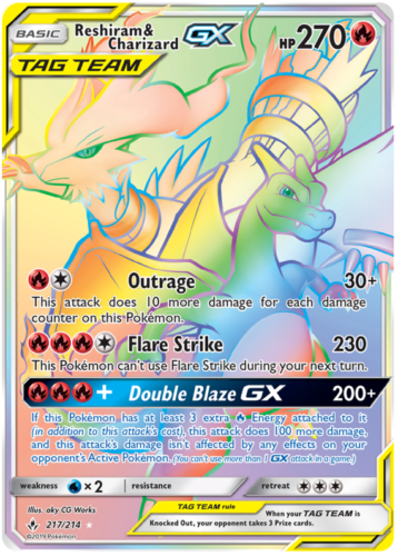 Reshiram & Charizard GX 217-214 - RAINBOW RARE