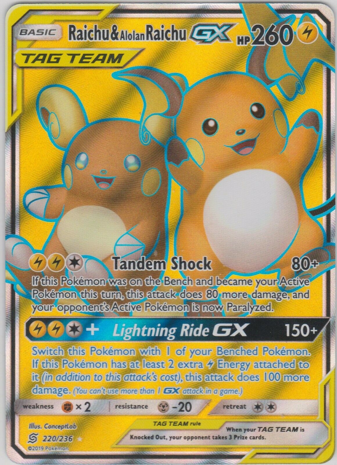Raichu & Alolan Raichu GX 220-236 - FULL ART