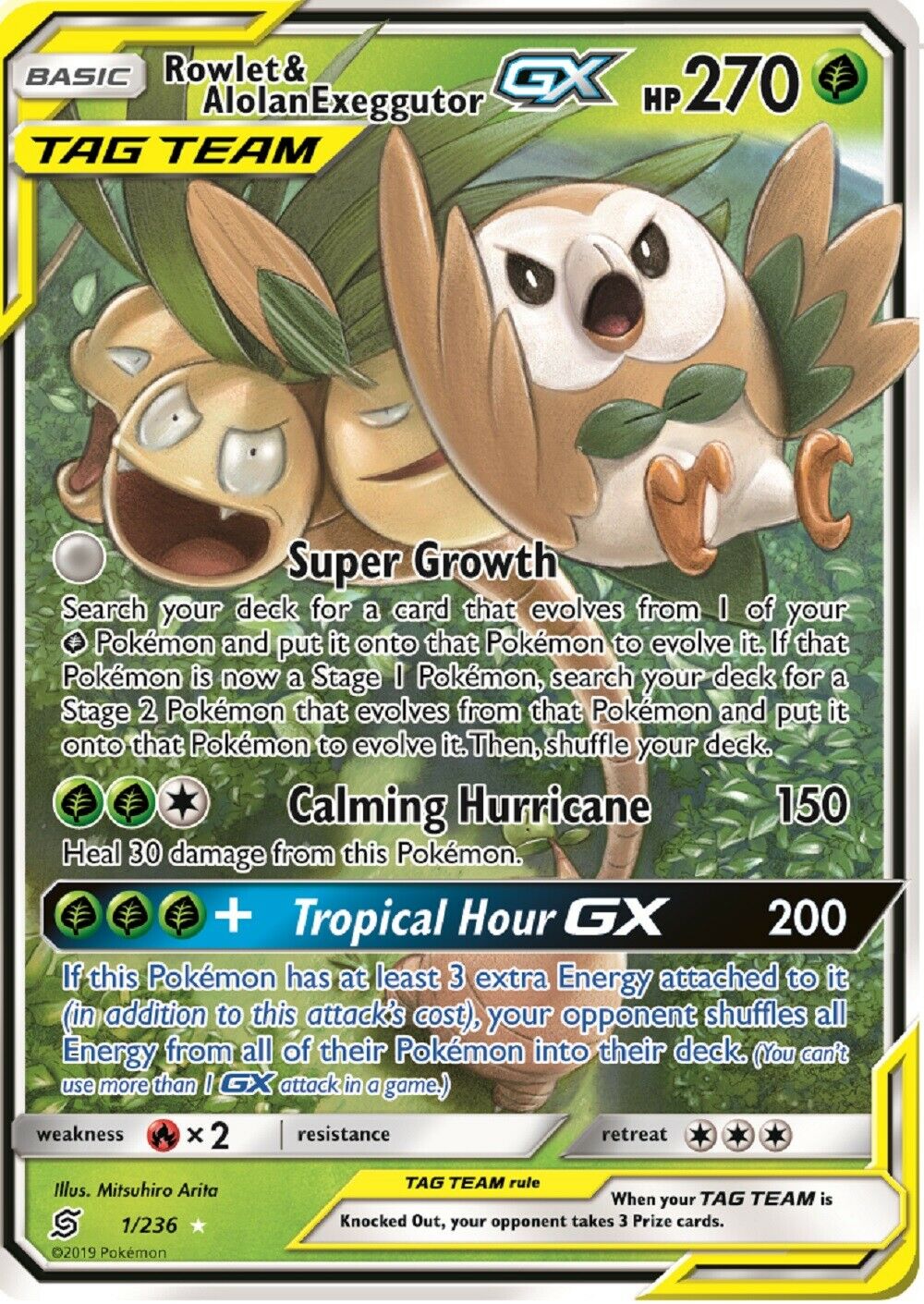 Rowlet & Alolan Exeggutor GX 1-236